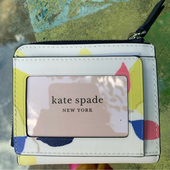 KATE SPADE Cameron Lemon Zest SMALL L-ZIP BIFOLD WALLET! I.D. Window Coord Set - Picture 2 of 7